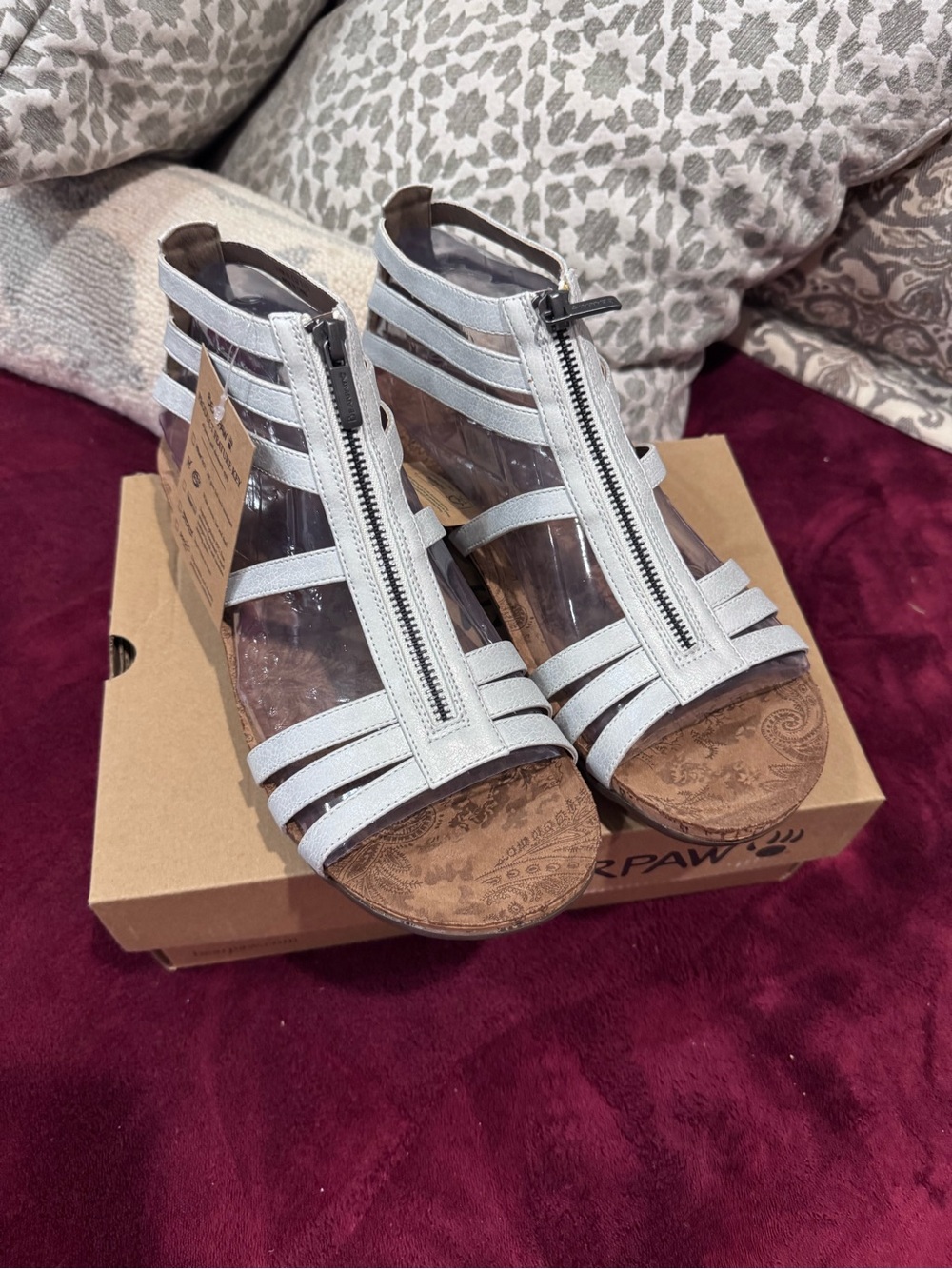 BearPaw White Zip-Front Strappy Gladiator Sandals